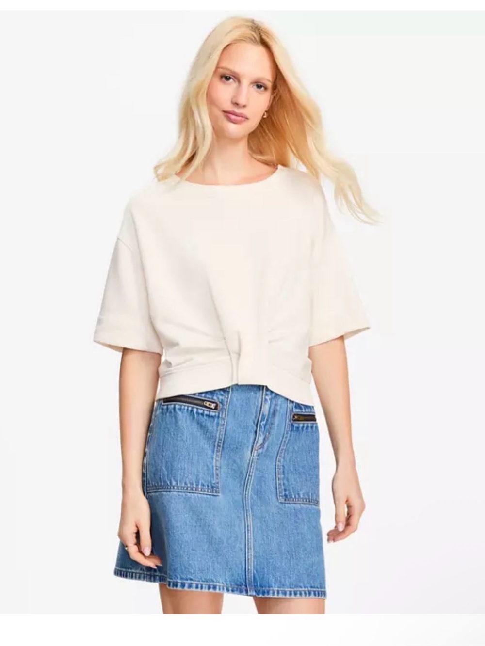 LOFT Knotted Short Sleeve Sweatshirt